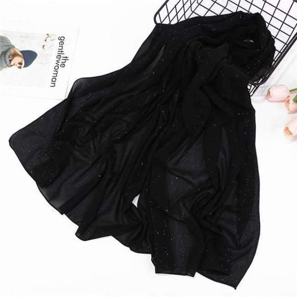 Planet Gates glitter black 1 Plain bubble chiffon scarf hijab wrap printe solid color shawls headband muslim hijabs scarves/scarf 47 colors