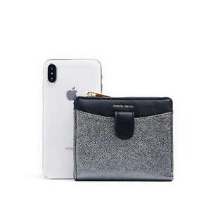 Planet Gates Glitter Pu Leather Women Wallet with Zipper Coin Pocket Card Holder Short Purse Ladies Small Wallet Female Carteras NEW