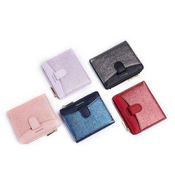 Planet Gates Glitter Pu Leather Women Wallet with Zipper Coin Pocket Card Holder Short Purse Ladies Small Wallet Female Carteras NEW