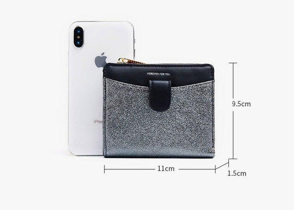 Planet Gates Glitter Pu Leather Women Wallet with Zipper Coin Pocket Card Holder Short Purse Ladies Small Wallet Female Carteras NEW