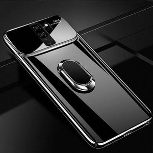 Planet Gates Glossy Black / For Samsung S9 ZNP Luxury Ring Stand Case For Samsung Galaxy S9 Plus Slim PC + Glass Holoder Glossy Cover Cases For Samsung S9 Plus Phone Case