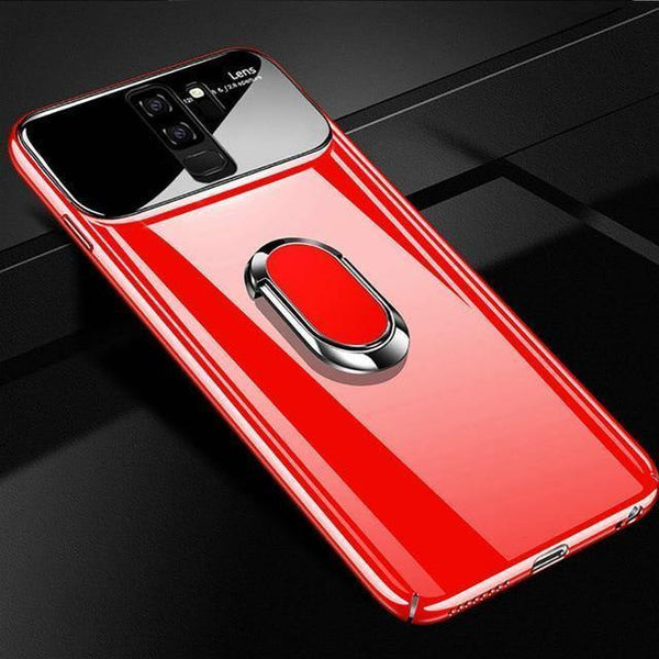 Planet Gates Glossy Red / For Samsung S9 ZNP Luxury Ring Stand Case For Samsung Galaxy S9 Plus Slim PC + Glass Holoder Glossy Cover Cases For Samsung S9 Plus Phone Case