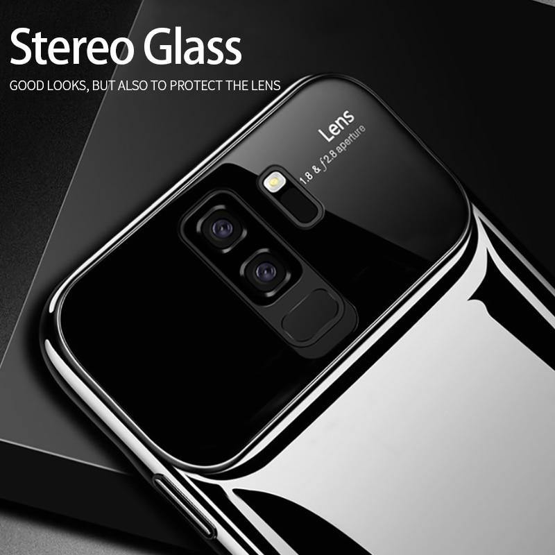 Planet Gates Glossy white / For Samsung S9 ZNP Luxury Ring Stand Case For Samsung Galaxy S9 Plus Slim PC + Glass Holoder Glossy Cover Cases For Samsung S9 Plus Phone Case