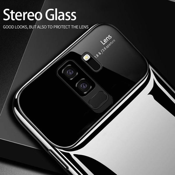 Planet Gates Glossy white / For Samsung S9 ZNP Luxury Ring Stand Case For Samsung Galaxy S9 Plus Slim PC + Glass Holoder Glossy Cover Cases For Samsung S9 Plus Phone Case