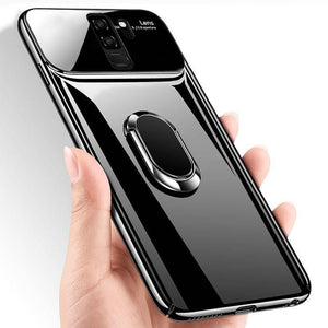 Planet Gates Glossy white / For Samsung S9 ZNP Luxury Ring Stand Case For Samsung Galaxy S9 Plus Slim PC + Glass Holoder Glossy Cover Cases For Samsung S9 Plus Phone Case