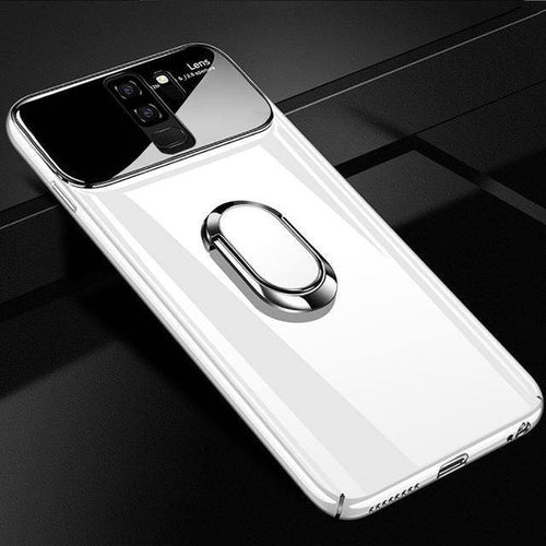 Planet Gates Glossy white / For Samsung S9 ZNP Luxury Ring Stand Case For Samsung Galaxy S9 Plus Slim PC + Glass Holoder Glossy Cover Cases For Samsung S9 Plus Phone Case