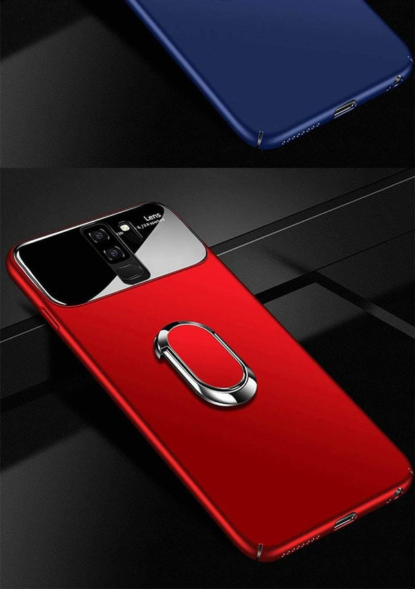 Planet Gates Glossy white / For Samsung S9 ZNP Luxury Ring Stand Case For Samsung Galaxy S9 Plus Slim PC + Glass Holoder Glossy Cover Cases For Samsung S9 Plus Phone Case