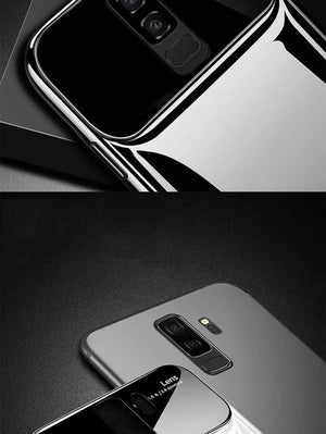 Planet Gates Glossy white / For Samsung S9 ZNP Luxury Ring Stand Case For Samsung Galaxy S9 Plus Slim PC + Glass Holoder Glossy Cover Cases For Samsung S9 Plus Phone Case