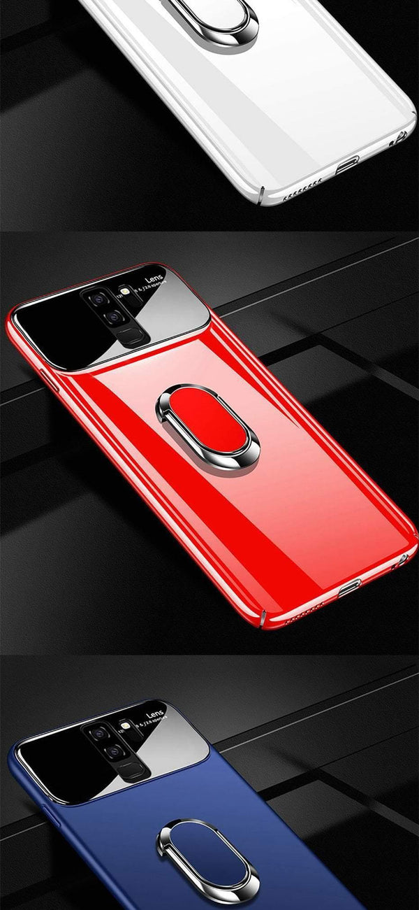 Planet Gates Glossy white / For Samsung S9 ZNP Luxury Ring Stand Case For Samsung Galaxy S9 Plus Slim PC + Glass Holoder Glossy Cover Cases For Samsung S9 Plus Phone Case