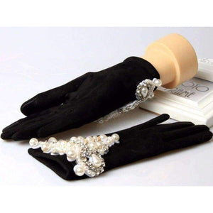 Planet Gates Gloves Winter suede fabric Touch Screen Gloves For woman Luxury Pearl Engant Gloves Female Driving Mittens Women Guantes