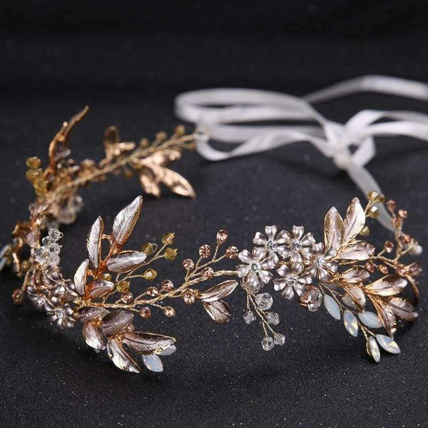 Planet Gates gold 1 Leaf Headband baroque Bridal Hairbands Crown Headpiece Headdress Wedding Hair Accessories Bride Tiara Jewelry