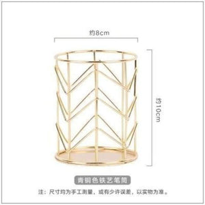 Planet Gates gold 1 pcs Rose Gold Metal Pen Holder Box Case Organizer Home Desk Stationery Decor Office School Desk Accessories Supplies H0176