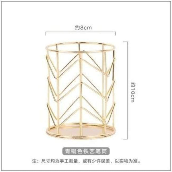 Planet Gates gold 1 pcs Rose Gold Metal Pen Holder Box Case Organizer Home Desk Stationery Decor Office School Desk Accessories Supplies H0176