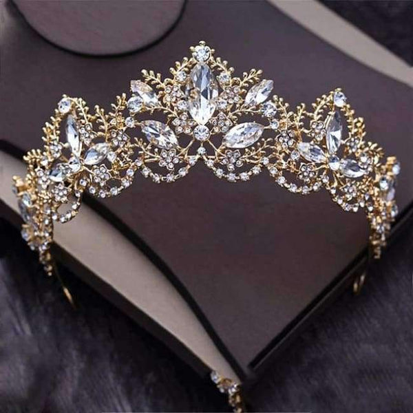 Planet Gates Gold 1 Silver Gold Color Crystal Crowns Bride tiara Fashion Queen For Wedding Crown Headpiece Wedding Hair Jewelry Accessories