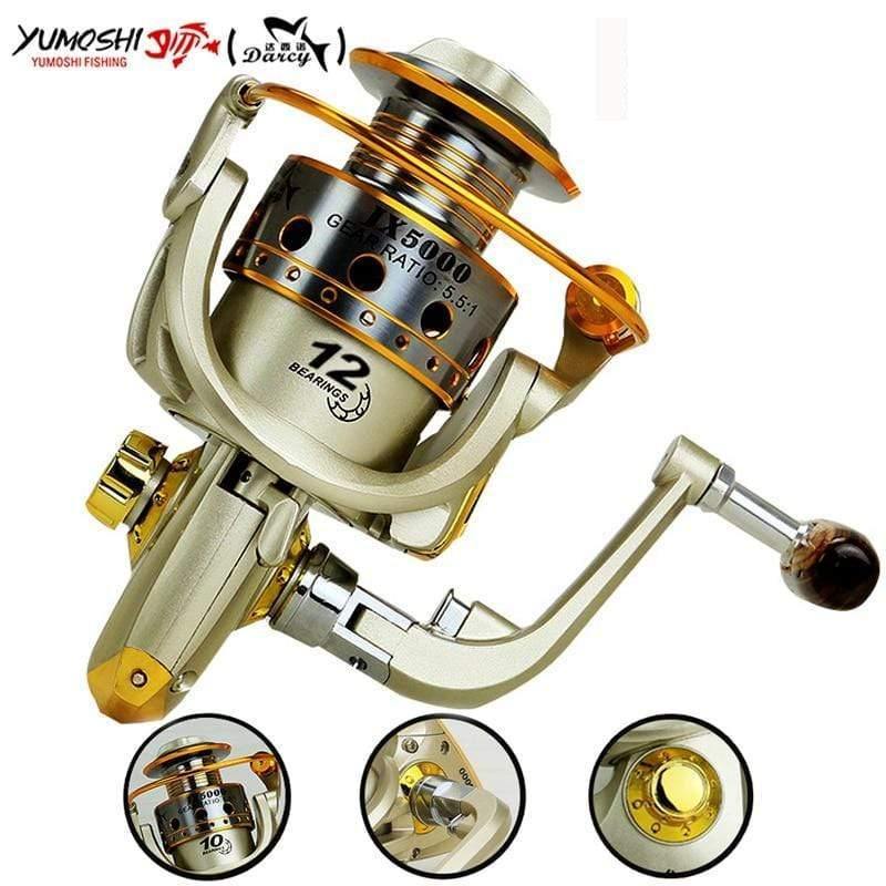 Planet Gates Gold / 1000 Series Fish spinning reel 5.5:1 12 Ball Bearing carretilhas de pescaria molinete fishing reel accessories 1000-7000series
