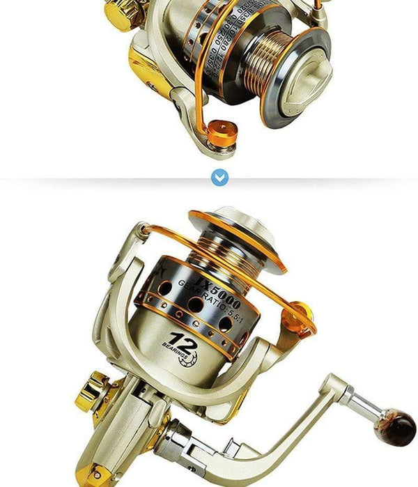 Planet Gates Gold / 1000 Series Fish spinning reel 5.5:1 12 Ball Bearing carretilhas de pescaria molinete fishing reel accessories 1000-7000series