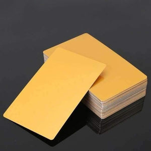 Planet Gates Gold 100Pcs Black Silver Alumium Alloy Card Laser Engraved Metal Business Visiting Name Cards Blanks 0.22mm Thickness 3.4x2.1 Inch