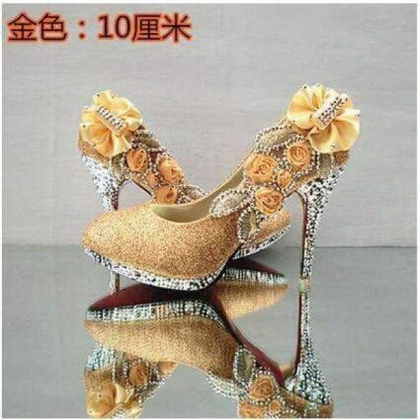 Planet Gates gold 10cm / 4 2016 Glitter Gorgeous Wedding Bridal Evening Party Crystal High Heels Women Shoes Sexy Woman Pumps Fashion Bridal Shoes 9 color