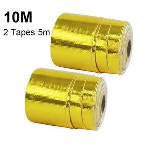 Planet Gates Gold-10m A Gold Car Thermal Exhaust Tape Air Intake Heat Insulation Shield Wrap 50mm Reflective Heat Barrier Self Adhesive Engine 5/10M