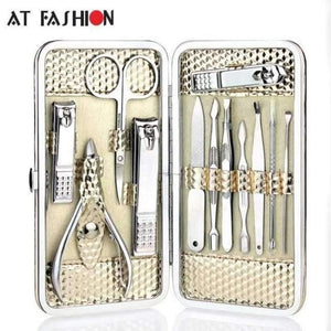 Planet Gates Gold 12pcs Stainless steel Manicure Set Nail Care Tools Pedicure Nail Clipper Kit with Mini Finger Nail Cutter Clipper File Scissor