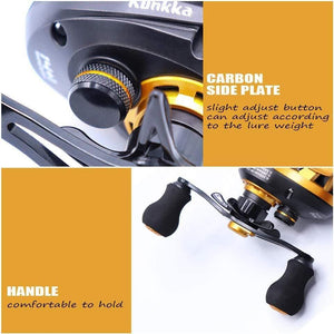 Planet Gates Gold / 14 / Left Hand, Russian Federation Baitcasting Reel Saltwater Carbon 14+1BB Baitcasting Reel Magnetic and Centrifugal Brake Dual Brake Reel High Speed 220g