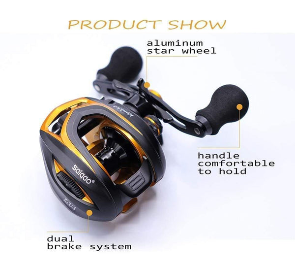 Planet Gates Gold / 14 / Left Hand, Russian Federation Baitcasting Reel Saltwater Carbon 14+1BB Baitcasting Reel Magnetic and Centrifugal Brake Dual Brake Reel High Speed 220g