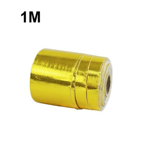 Planet Gates Gold-1m A Gold Car Thermal Exhaust Tape Air Intake Heat Insulation Shield Wrap 50mm Reflective Heat Barrier Self Adhesive Engine 5/10M