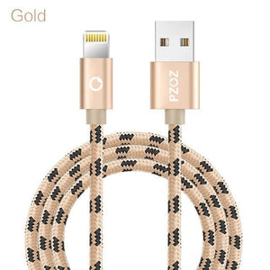 Planet Gates Gold / 1m PZOZ Lightning Cable USB cable Fast Charger MFI Cables For i6 iphone X 8 7 6 6s Plus iphone 5s 5se ipad air Mobile phone Cabel