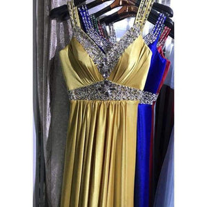 Planet Gates Gold / 2 Women Sleeveless Sexy A-Line Elegant Wedding Party Formal Gowns Long Evening Dress 2018