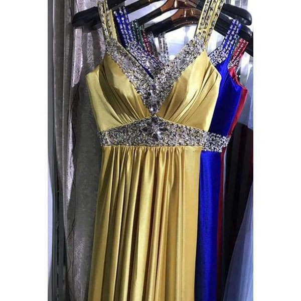 Planet Gates Gold / 2 Women Sleeveless Sexy A-Line Elegant Wedding Party Formal Gowns Long Evening Dress 2018