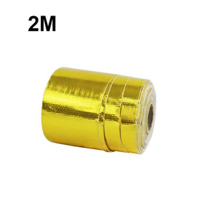 Planet Gates Gold-2m A Gold Car Thermal Exhaust Tape Air Intake Heat Insulation Shield Wrap 50mm Reflective Heat Barrier Self Adhesive Engine 5/10M