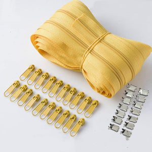 Planet Gates gold / 3# / 10M20PCSilder10Stopp Meetee 10/20M Nylon 3# Coil Zipper With Slider & Stopper For Quilt Bags Tent Invisible Clothing Zip Sewing Crafts Accessories