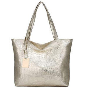 Planet Gates Gold / 33x11x31cm Women Large Capacity Handbags Soft PU Leather Crocodile Bag Ladies Casual Shopping Tote Bags Shoulder Bags Sac Main Silver Gold