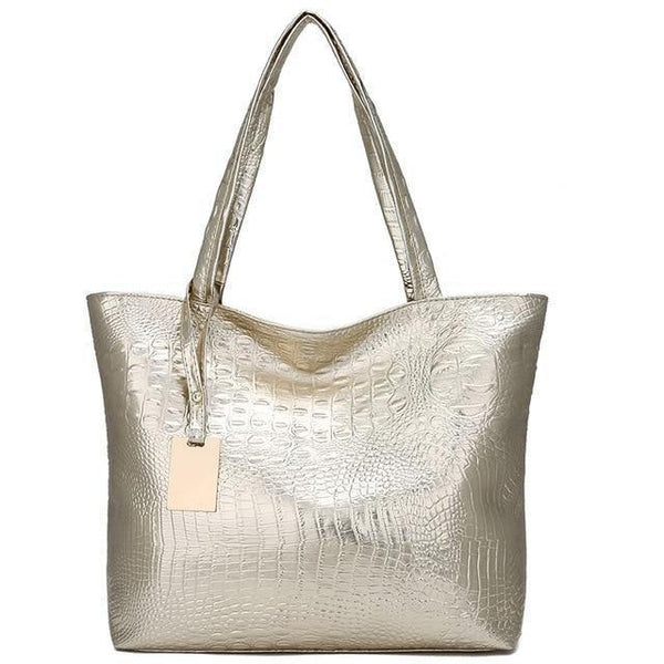 Planet Gates Gold / 33x11x31cm Women Large Capacity Handbags Soft PU Leather Crocodile Bag Ladies Casual Shopping Tote Bags Shoulder Bags Sac Main Silver Gold