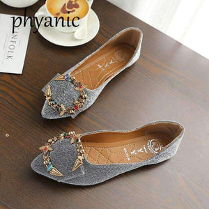 Planet Gates Gold / 35 Phyanic New Crystal Women Flats Fashion Spring Casual Black Pointy Toe Ballerina Ballet Flat Slip On Shoes Work Shoes Boat Shoes