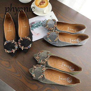Planet Gates Gold / 35 Phyanic New Crystal Women Flats Fashion Spring Casual Black Pointy Toe Ballerina Ballet Flat Slip On Shoes Work Shoes Boat Shoes