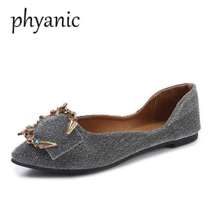 Planet Gates Gold / 35 Phyanic New Crystal Women Flats Fashion Spring Casual Black Pointy Toe Ballerina Ballet Flat Slip On Shoes Work Shoes Boat Shoes