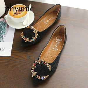 Planet Gates Gold / 35 Phyanic New Crystal Women Flats Fashion Spring Casual Black Pointy Toe Ballerina Ballet Flat Slip On Shoes Work Shoes Boat Shoes