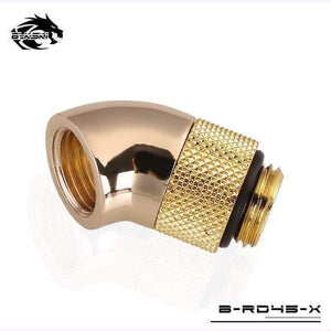 Planet Gates Gold 45 Diamond B-RD90-X/B-RD45-X 45/90 Degree Female-Male Rotate Fitting Rotatable Elbow For PC Water Cooling G1/4
