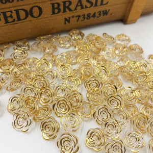 Planet Gates gold / 50 pcs 50/100pcs Gold Transparent Rose Flower Acrylic Buttons For Decoration Handmade Craft Sewing Accessories PT134