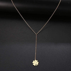 Fashion Clover Pendant Gold For Women Metal Chain Necklace Party Charm Stainless Steel Jewelry Accessories Gifts
