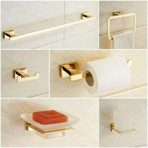 Planet Gates gold-6pcs free shipping Bathroom Hardware Set Chrome simple Toothbrush Holder Paper Holder Towel Bar Bathroom Accessories