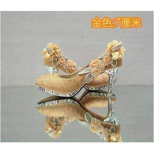 Planet Gates gold 7cm / 4 2016 Glitter Gorgeous Wedding Bridal Evening Party Crystal High Heels Women Shoes Sexy Woman Pumps Fashion Bridal Shoes 9 color