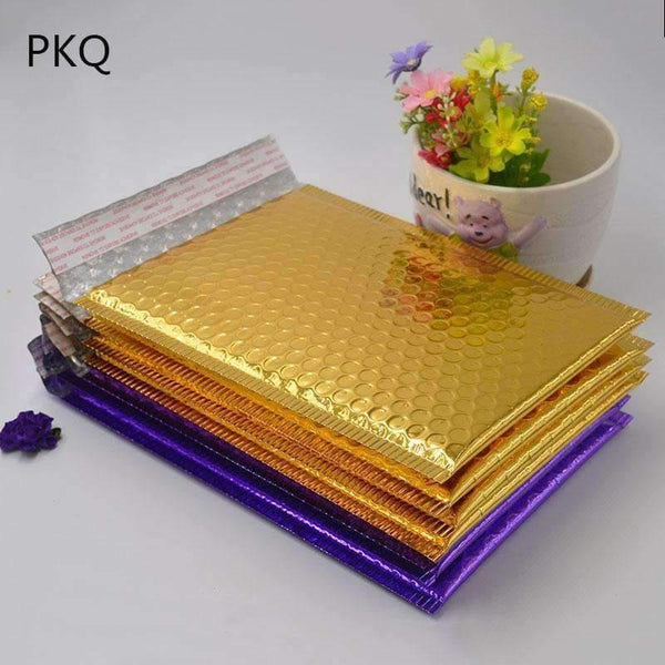 Planet Gates Gold Aluminium Foil Bubble Envelopes Bags Purple Mailers Padded Shipping Envelope With Bubble Mailing Bag Business Supplies