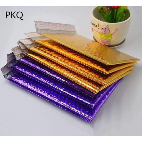 Planet Gates Gold Aluminium Foil Bubble Envelopes Bags Purple Mailers Padded Shipping Envelope With Bubble Mailing Bag Business Supplies