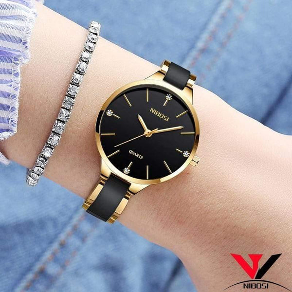 Planet Gates Gold And Black Watch Women Watches Bracelet Watch Ladies Wrist Watch Women Waterproof Fashion Casual Crystal Dial Rose Gold
