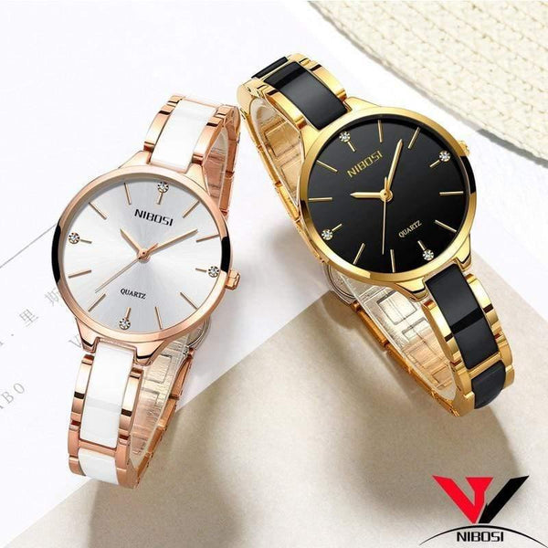 Planet Gates Gold and black watch Women Watches Waterproof Top Brand Luxury Watch Women With Ceramics And Metal Strap Relojes Para Mujer