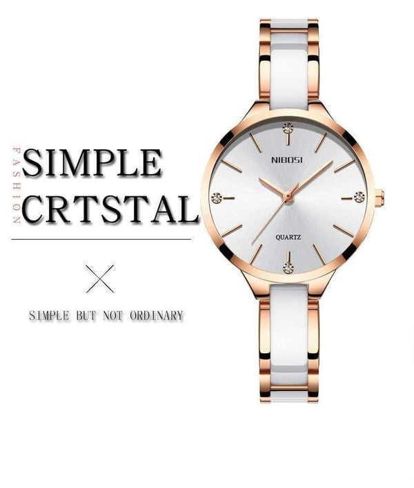 Planet Gates Gold and black watch Women Watches Waterproof Top Brand Luxury Watch Women With Ceramics And Metal Strap Relojes Para Mujer