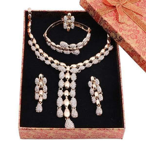 Planet Gates gold and boxes Wedding Necklaces Sets Vintage Rhinestone Choker Tassel&Pendants Necklaces Earring Ring Bangle Maxi Jewelry Sets