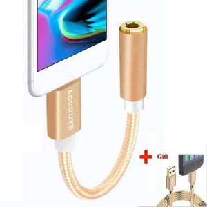 Planet Gates gold Aux Audio Extension Cable 3.5mm Female Earphone Jack Adapter Headphone Converter for iPhone 7 8 Plus XS w USB Cable Gift